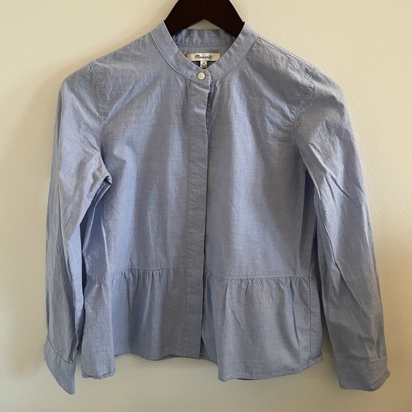Madewell Chambray Peplum Button Down | XS - Picture 2 of 7